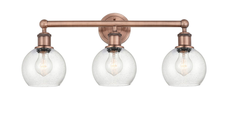 Innovations 616-3W-AC-G124-6 Three Light Bath Vanity, Antique Copper