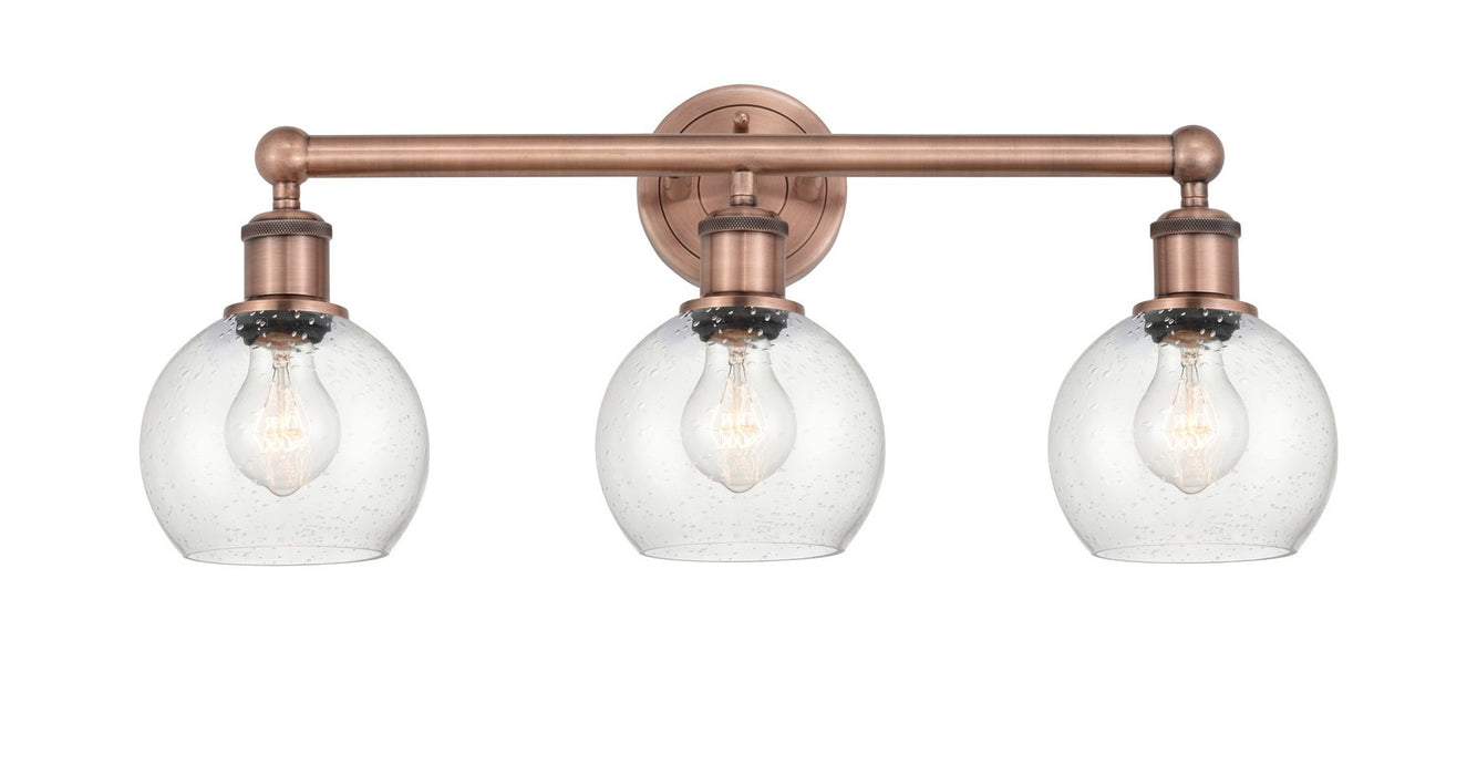 Innovations 616-3W-AC-G124-6 Three Light Bath Vanity, Antique Copper