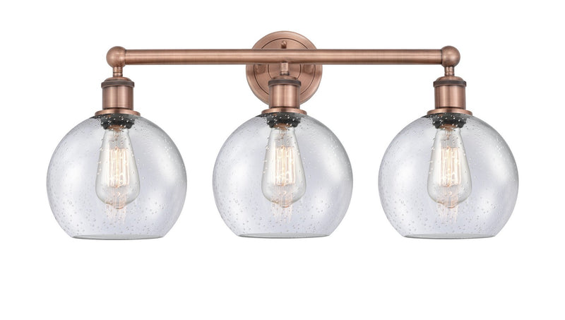Innovations 616-3W-AC-G124-8 Three Light Bath Vanity, Antique Copper