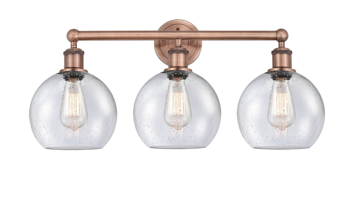 Innovations 616-3W-AC-G124-8 Three Light Bath Vanity, Antique Copper