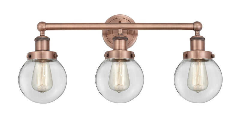 Innovations 616-3W-AC-G202-6 Three Light Bath Vanity, Antique Copper