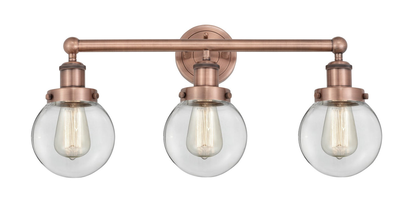 Innovations 616-3W-AC-G202-6 Three Light Bath Vanity, Antique Copper