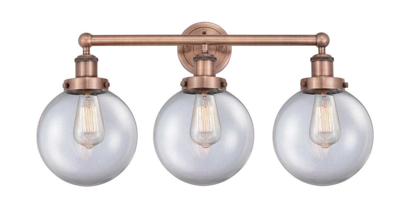 Innovations 616-3W-AC-G202-8 Three Light Bath Vanity, Antique Copper