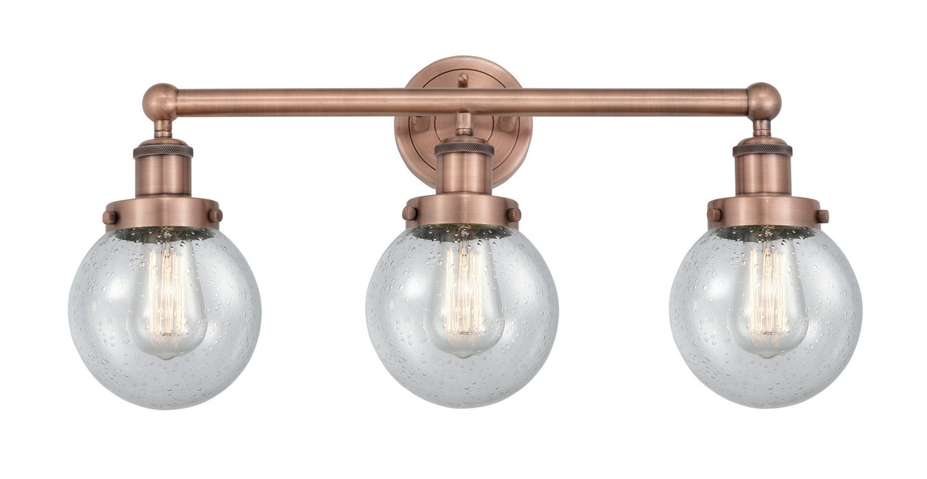 Innovations 616-3W-AC-G204-6 Three Light Bath Vanity, Antique Copper