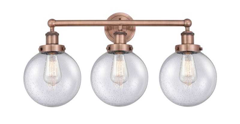 Innovations 616-3W-AC-G204-8 Three Light Bath Vanity, Antique Copper