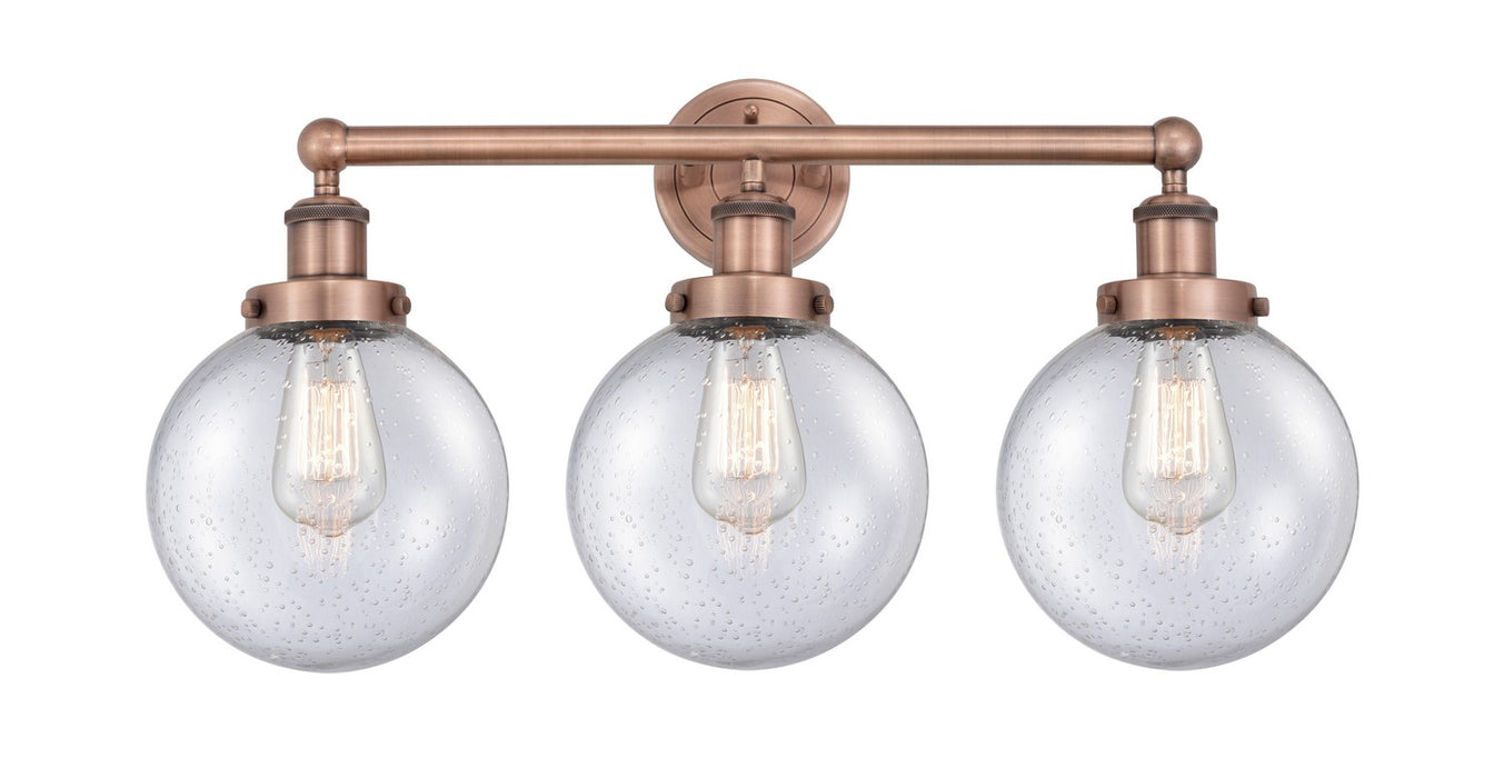Innovations 616-3W-AC-G204-8 Three Light Bath Vanity, Antique Copper