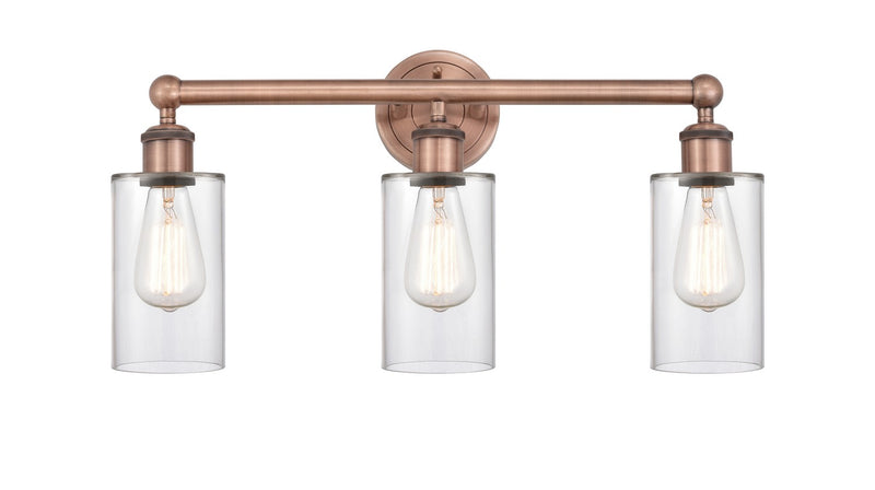 Innovations 616-3W-AC-G802 Three Light Bath Vanity, Antique Copper