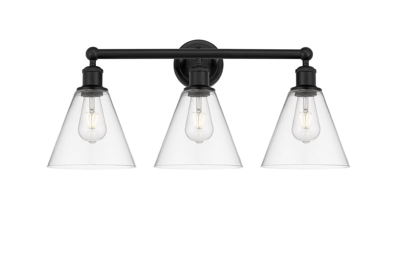 Innovations 616-3W-BK-GBC-82 Three Light Bath Vanity, Matte Black