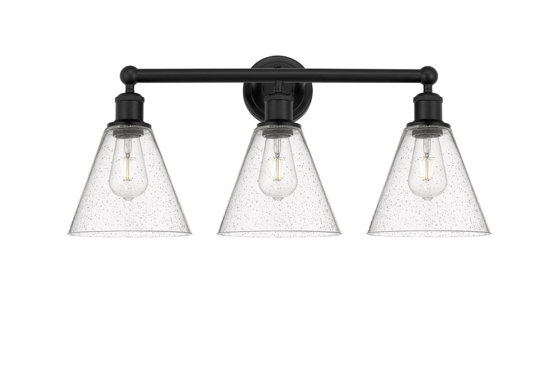 Innovations 616-3W-BK-GBC-84 Three Light Bath Vanity, Matte Black