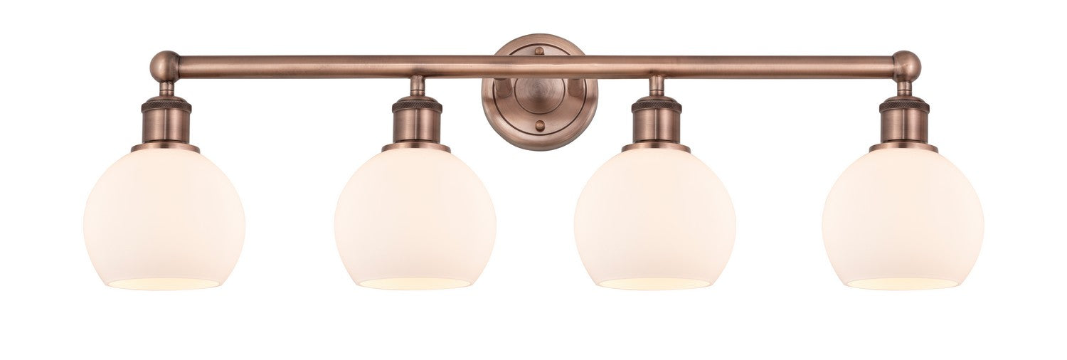 Innovations 616-4W-AC-G121-6 Four Light Bath Vanity, Antique Copper
