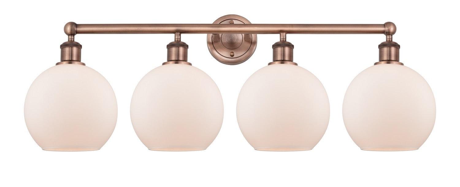 Innovations 616-4W-AC-G121-8 Four Light Bath Vanity, Antique Copper