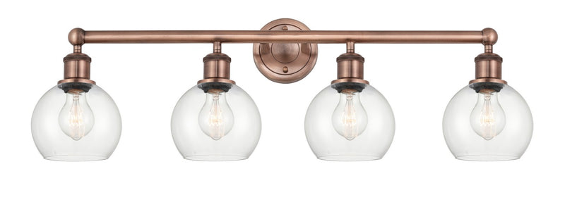 Innovations 616-4W-AC-G122-6 Four Light Bath Vanity, Antique Copper