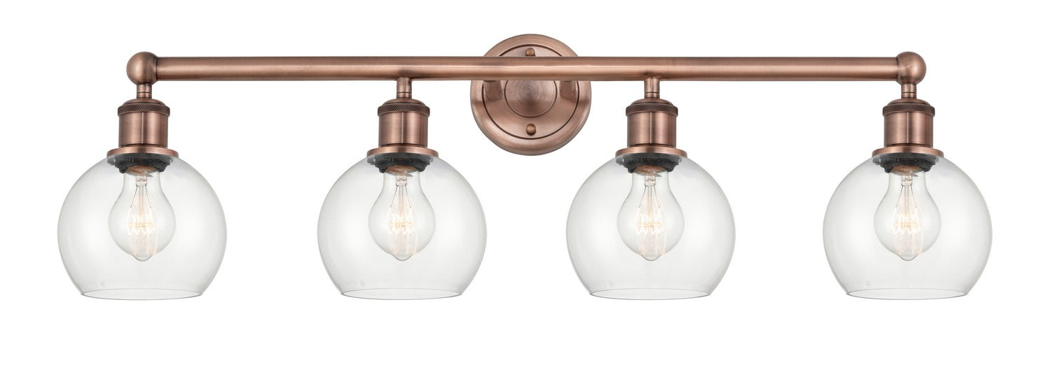 Innovations 616-4W-AC-G122-6 Four Light Bath Vanity, Antique Copper