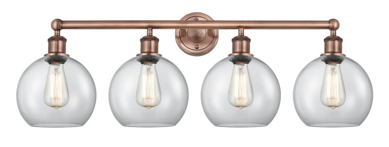 Innovations 616-4W-AC-G122-8 Four Light Bath Vanity, Antique Copper