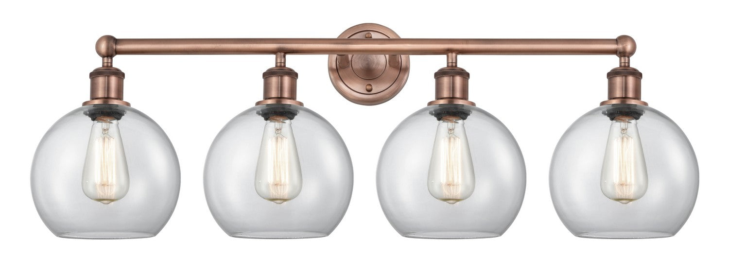Innovations 616-4W-AC-G122-8 Four Light Bath Vanity, Antique Copper