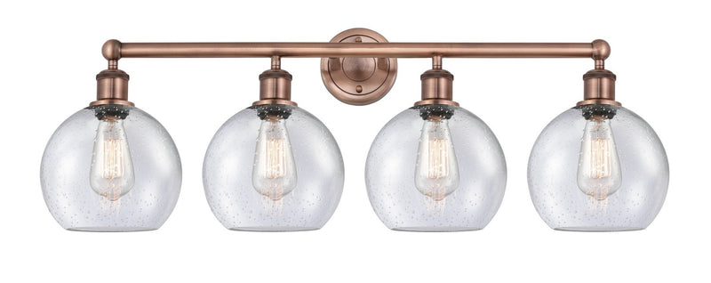 Innovations 616-4W-AC-G124-8 Four Light Bath Vanity, Antique Copper