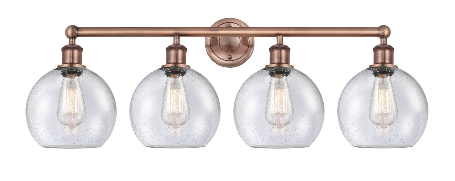 Innovations 616-4W-AC-G124-8 Four Light Bath Vanity, Antique Copper
