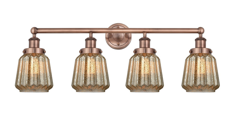Innovations 616-4W-AC-G146 Four Light Bath Vanity, Antique Copper
