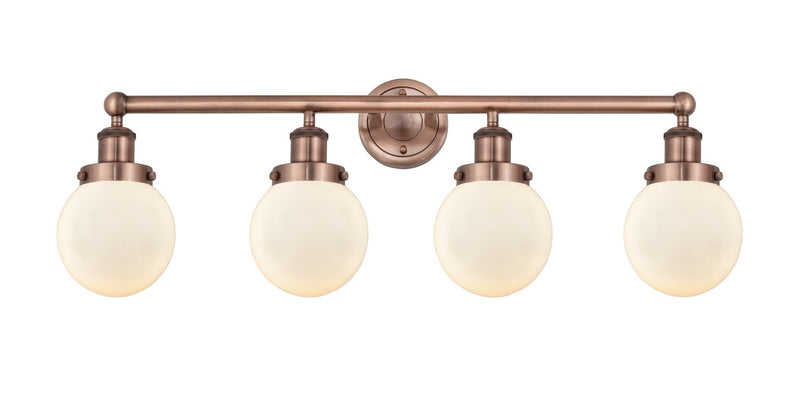 Innovations 616-4W-AC-G201-6 Four Light Bath Vanity, Antique Copper