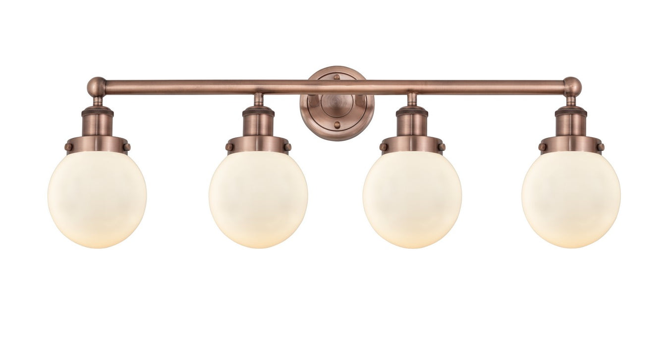 Innovations 616-4W-AC-G201-6 Four Light Bath Vanity, Antique Copper