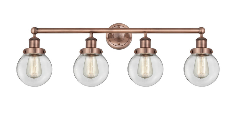 Innovations 616-4W-AC-G202-6 Four Light Bath Vanity, Antique Copper