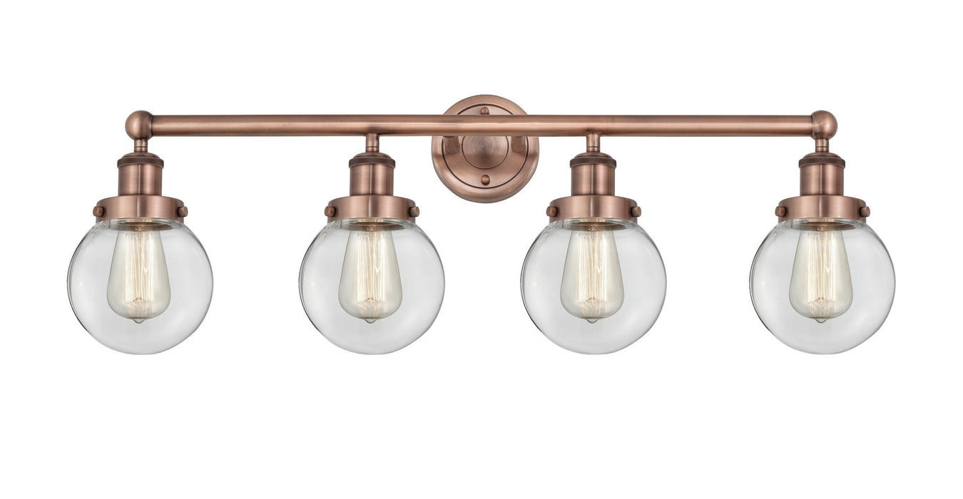 Innovations 616-4W-AC-G202-6 Four Light Bath Vanity, Antique Copper