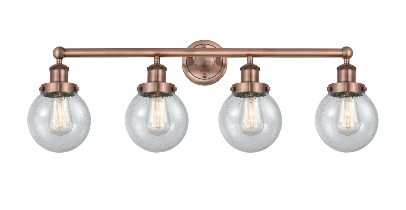 Innovations 616-4W-AC-G204-6 Four Light Bath Vanity, Antique Copper