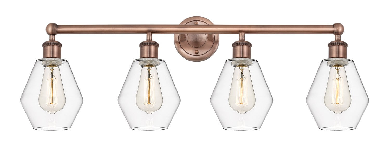 Innovations 616-4W-AC-G652-6 Four Light Bath Vanity, Antique Copper
