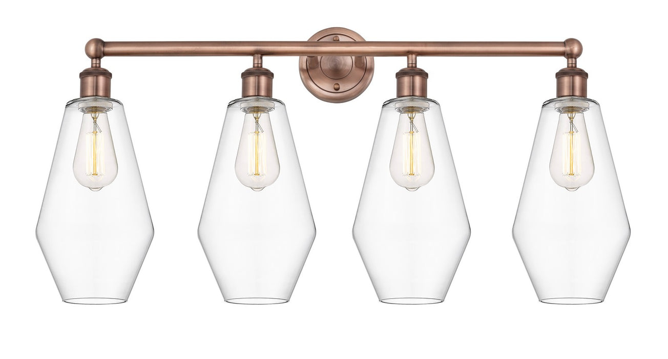 Innovations 616-4W-AC-G652-7 Four Light Bath Vanity, Antique Copper