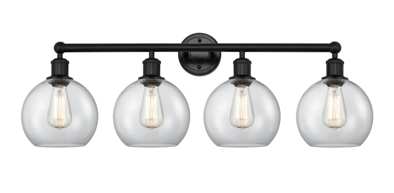 Innovations 616-4W-BK-G122-8 Four Light Bath Vanity, Matte Black