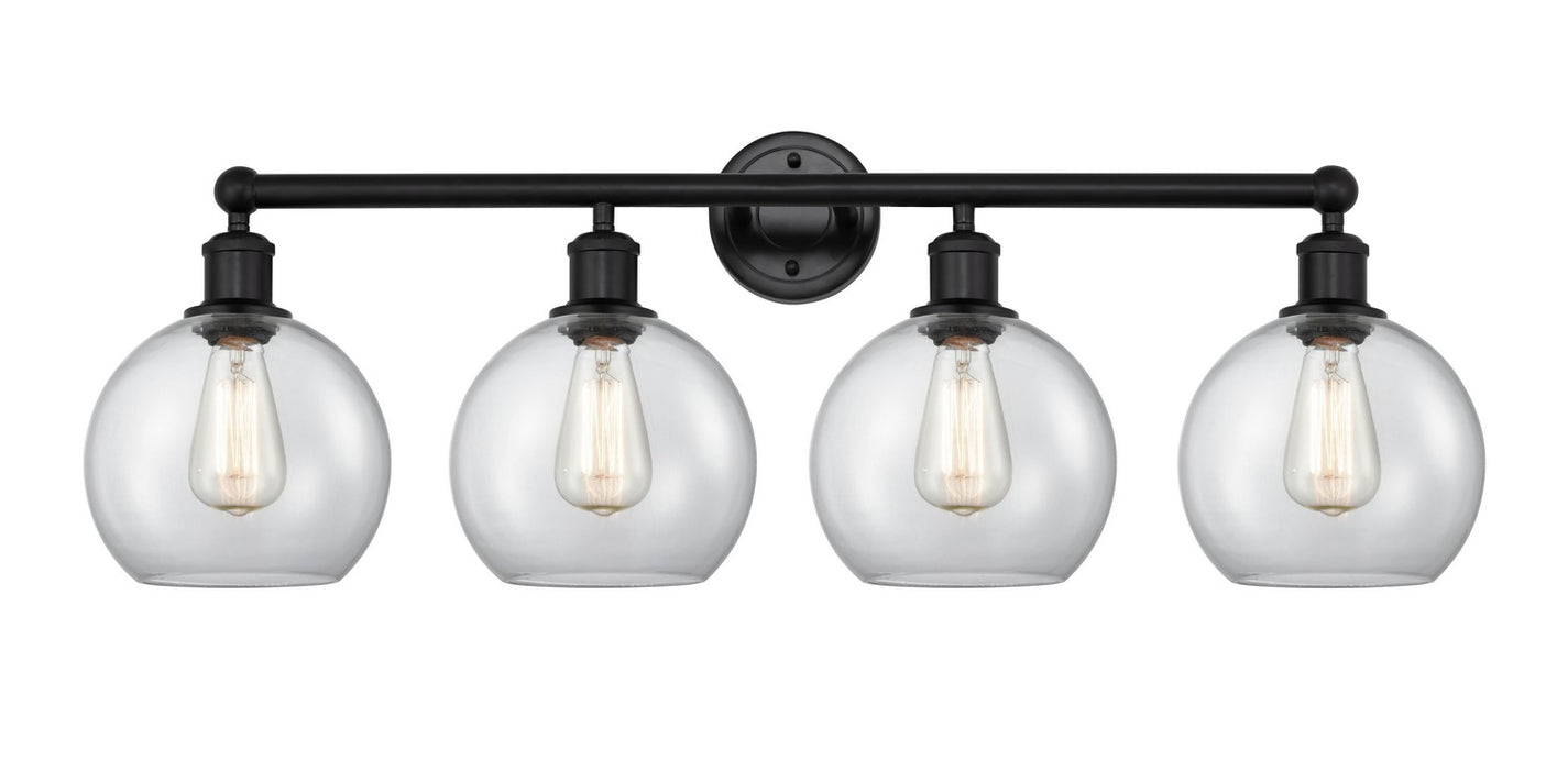 Innovations 616-4W-BK-G122-8 Four Light Bath Vanity, Matte Black