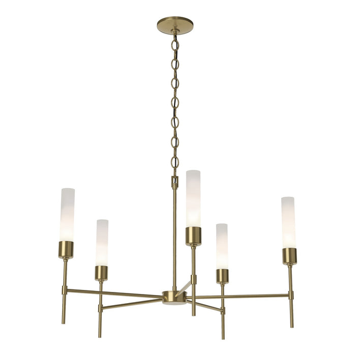 Hubbardton Forge 105045-SKT-86-FD0611 Five Light Chandelier, Modern Brass