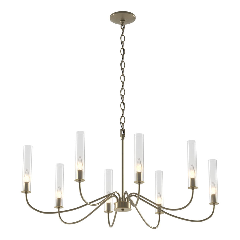 Hubbardton Forge 105050-SKT-84-BR-ZM0611 Eight Light Chandelier, Soft Gold