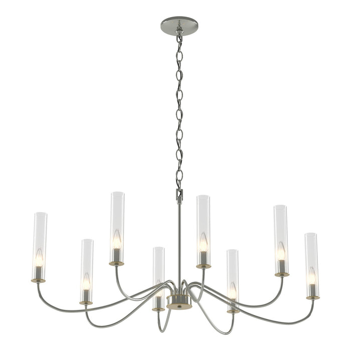 Hubbardton Forge 105050-SKT-85-BR-ZM0611 Eight Light Chandelier, Sterling