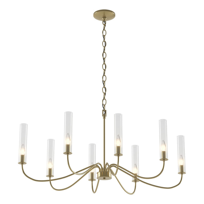 Hubbardton Forge 105050-SKT-86-BR-ZM0611 Eight Light Chandelier, Modern Brass