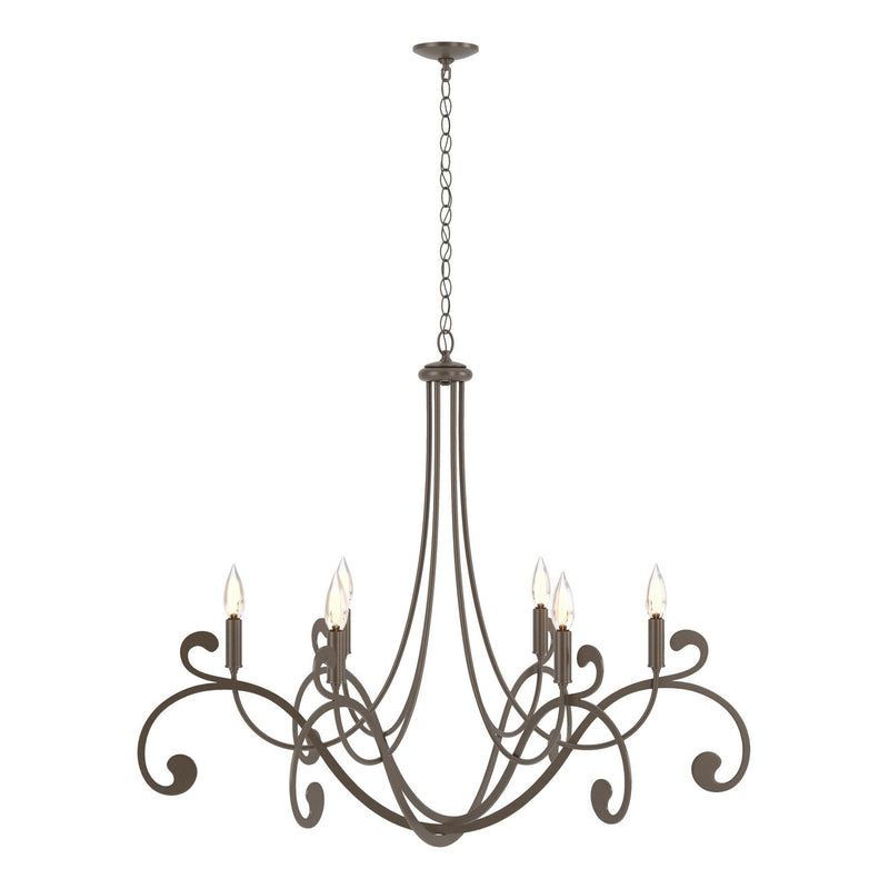 Hubbardton Forge 105055-SKT-05 Six Light Chandelier, Bronze