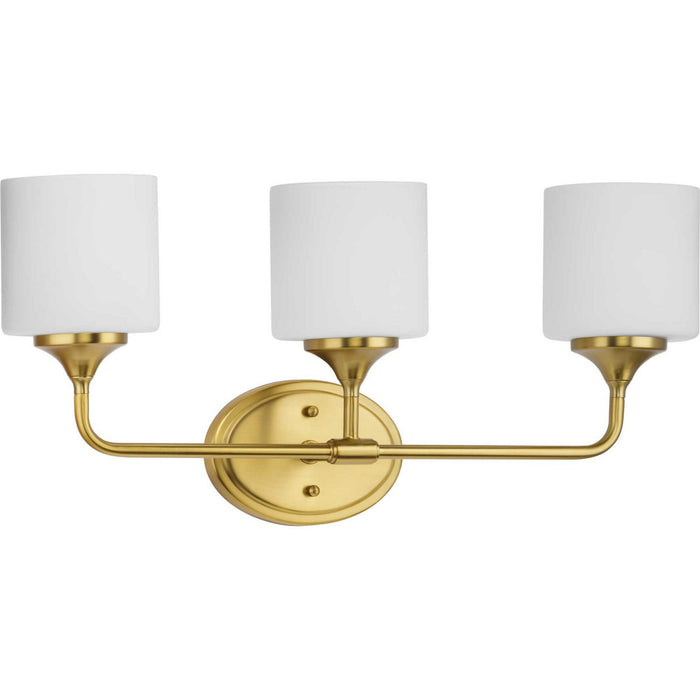Progress Lighting P2803-191 Three Light Bath, Brushed Gold