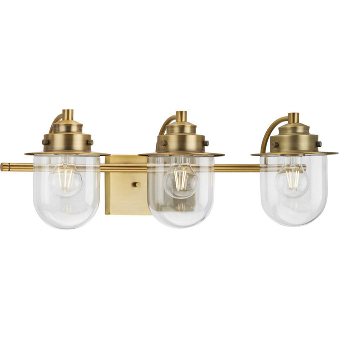 Progress Lighting P300436-163 Three Light Bath, Vintage Brass