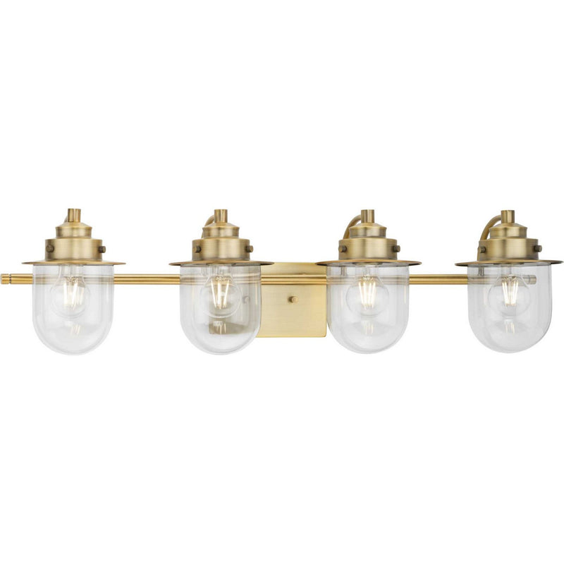 Progress Lighting P300437-163 Four Light Bath, Vintage Brass