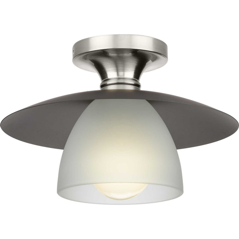 Progress Lighting P350233-009 One Light Semi Flush Mount, Brushed Nickel