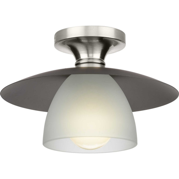 Progress Lighting P350233-009 One Light Semi Flush Mount, Brushed Nickel