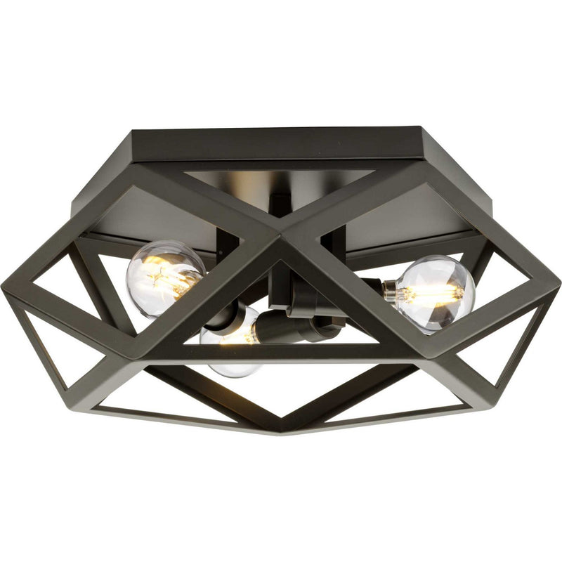 Progress Lighting P350244-129 Three Light Flush Mount, Architectural Bronze