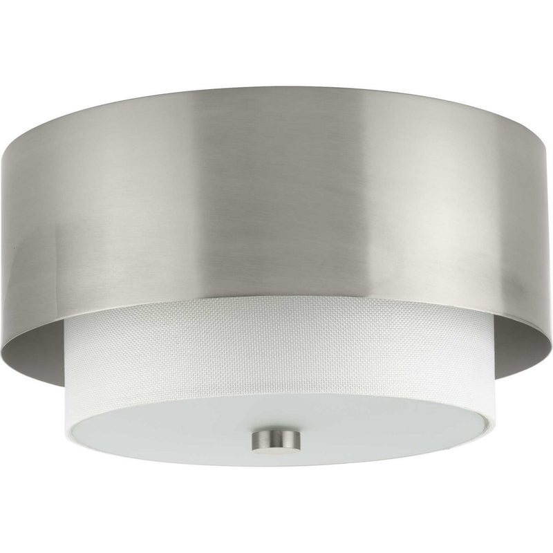 Progress Lighting P350249-009 Two Light Flush Mount, Brushed Nickel