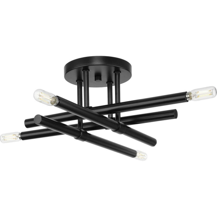 Progress Lighting P350257-31M Four Light Semi Flush Mount, Matte Black