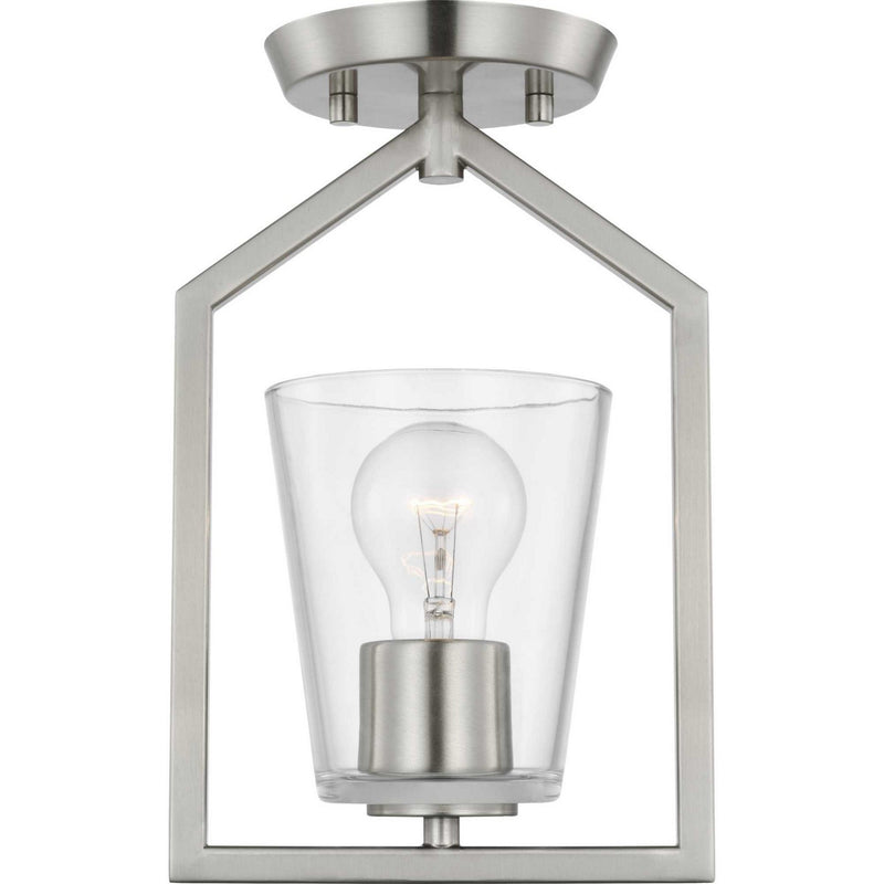 Progress Lighting P350258-009 One Light Semi Flush Mount, Brushed Nickel