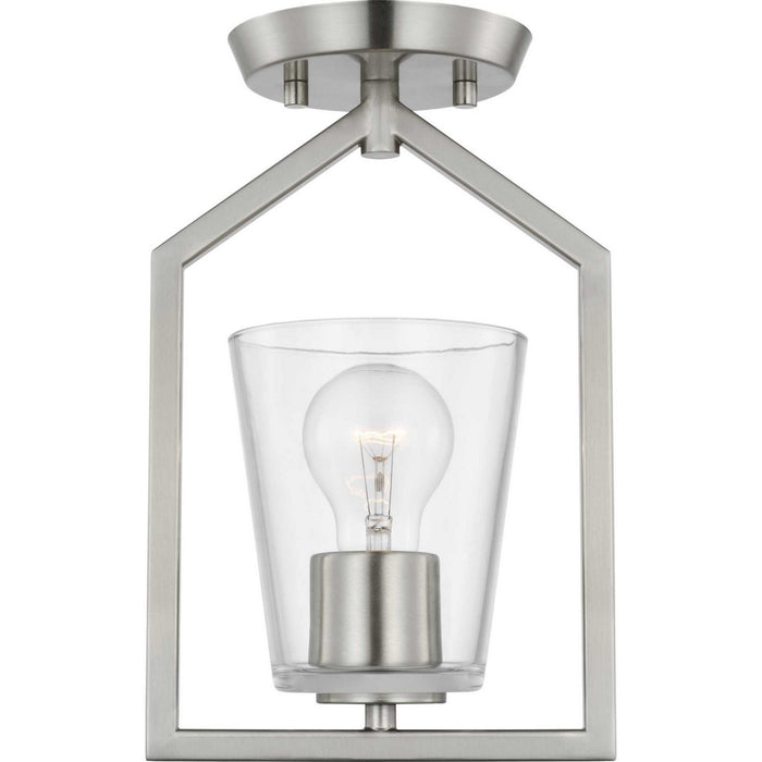 Progress Lighting P350258-009 One Light Semi Flush Mount, Brushed Nickel