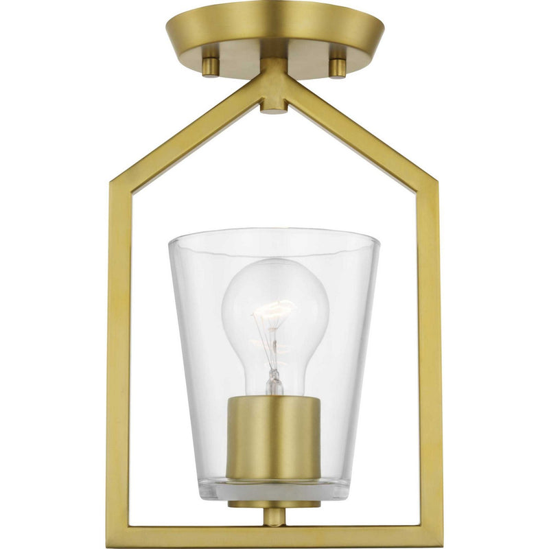 Progress Lighting P350258-191 One Light Semi Flush Mount, Brushed Gold