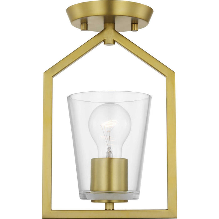 Progress Lighting P350258-191 One Light Semi Flush Mount, Brushed Gold