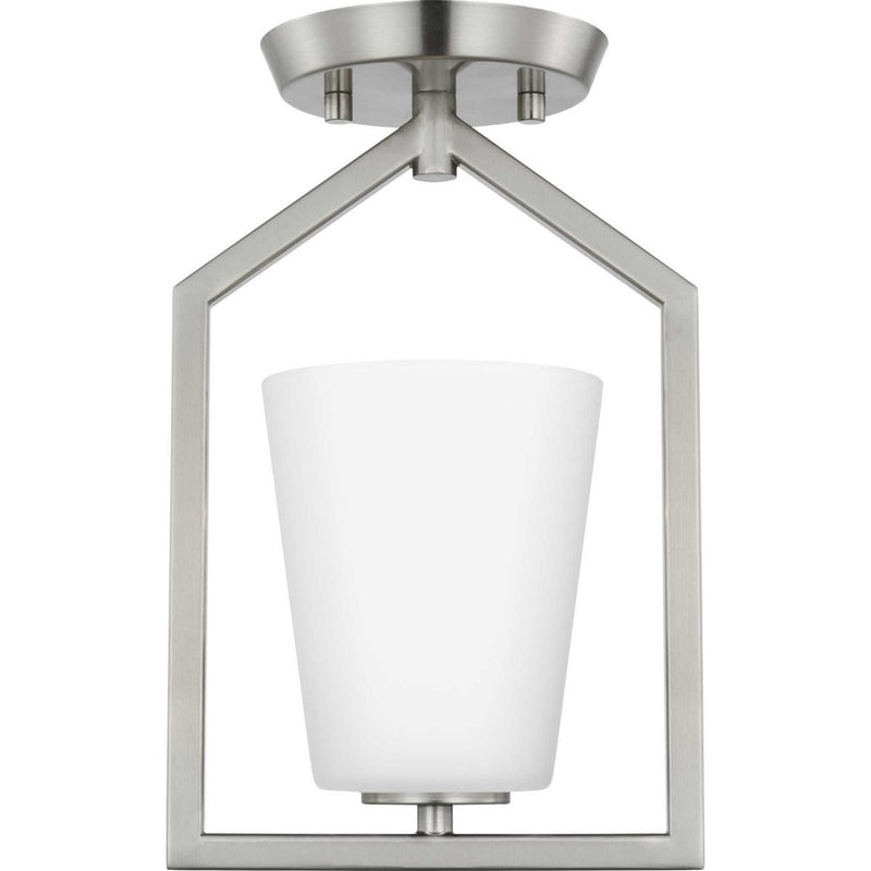 Progress Lighting P350259-009 One Light Semi Flush Mount, Brushed Nickel