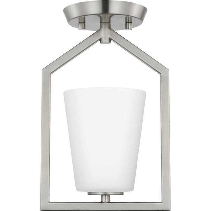 Progress Lighting P350259-009 One Light Semi Flush Mount, Brushed Nickel